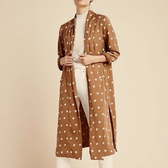 Anthropologie Jackets & Blazers - NWT Anthropologie BB Dakota Brown & White Polka Dot Duster S